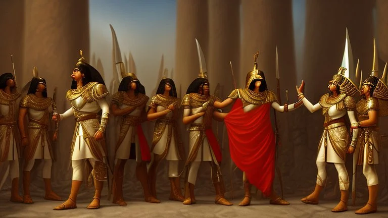 Phoenician soldiers received by the Pharaoh of Egypt for dinner