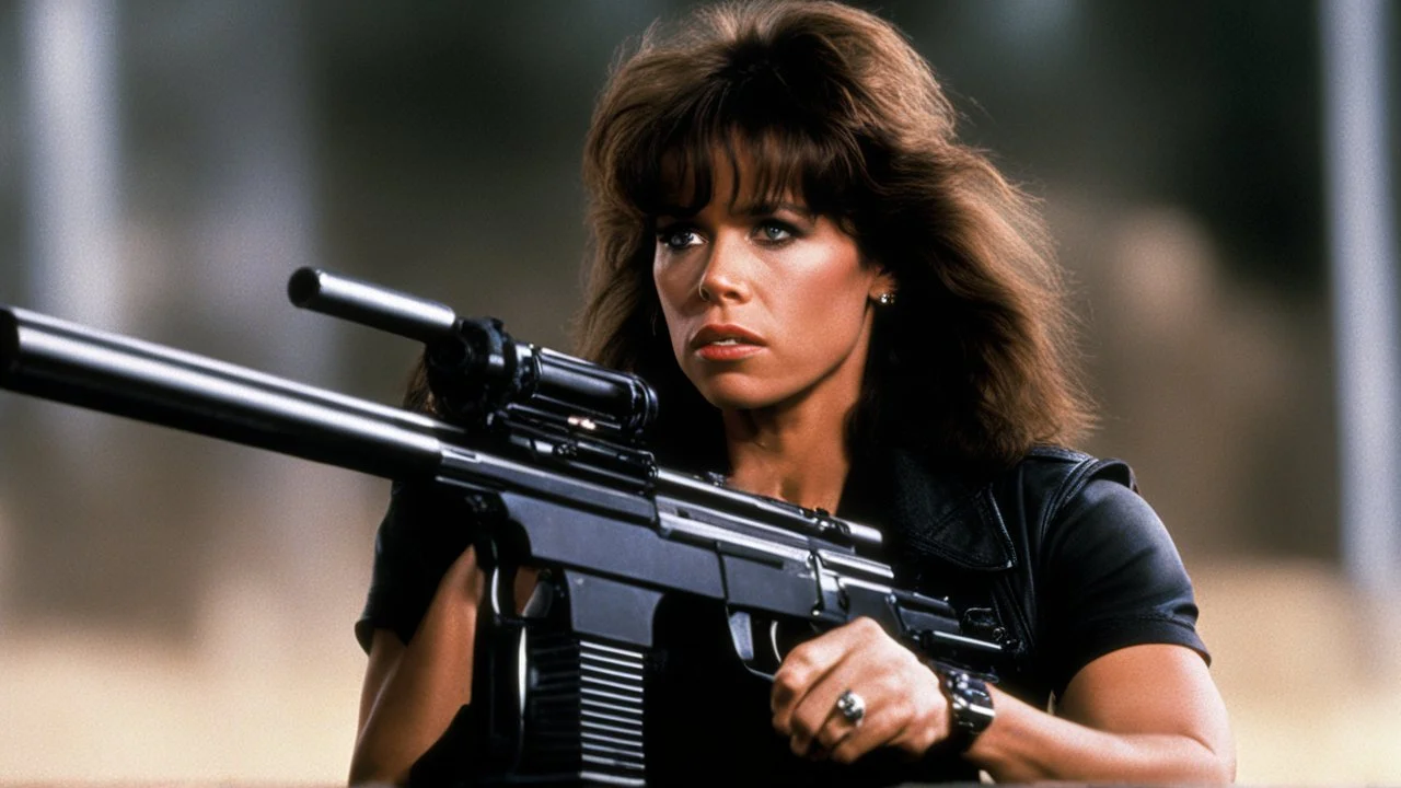 [The Terminator (1984)] Rosie Perez as sarah connor with a big gun