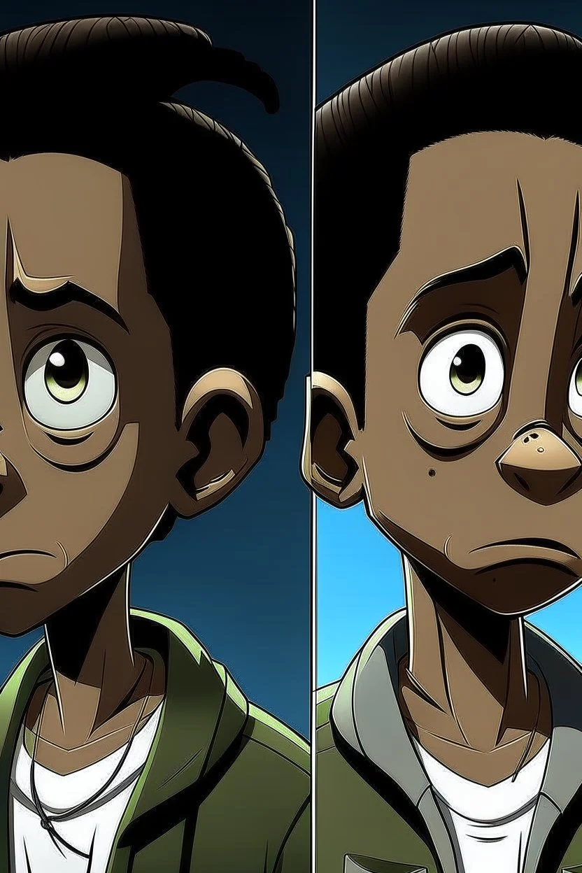 Generate a character modeled after the animation style of “The Boondocks”