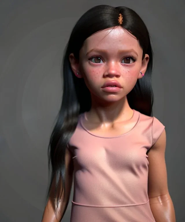 Jenna ortega toddler, full body, dramatic lighting, hyper realistic