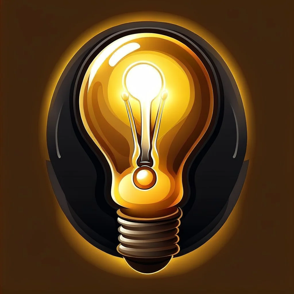lightbulb game stylized, no background