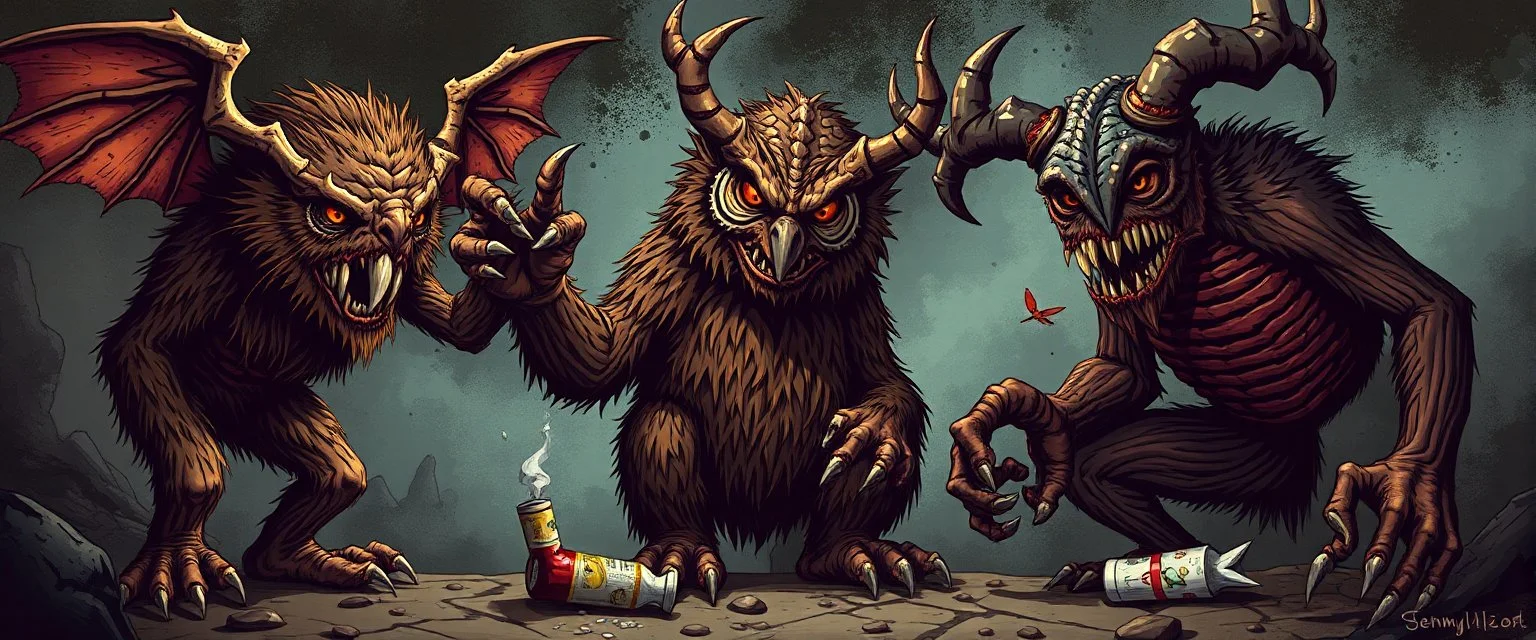 bad ass drug junkie Rust Monsters, Owlbears, Mimics, and Mephits