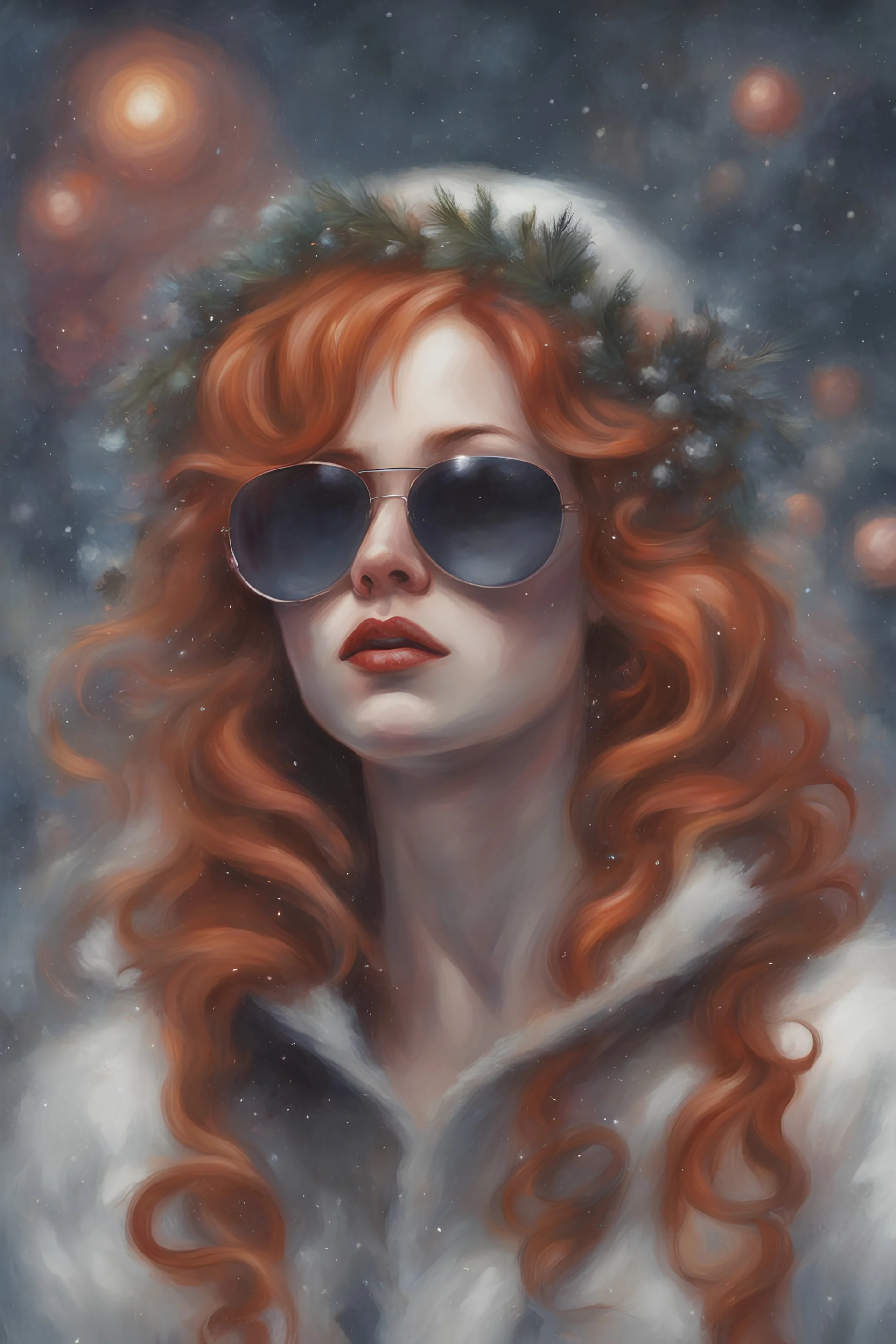 Christmas is as relaxed cheerful as a snowman hanging out in sunglasses! Ginger hair Alexandra "Sasha" Aleksejevna Lussin psychology erect oil paiting by artgerm display Hans Ruedi Giger style in style In Sigmund Freud's Freudian depth psychology, Nipples erect style dream, symptom, image artgerm display style punk anarchists in the backI hope your Christmas is as relaxed and cheerful as a snowman hanging out in sunglasses!