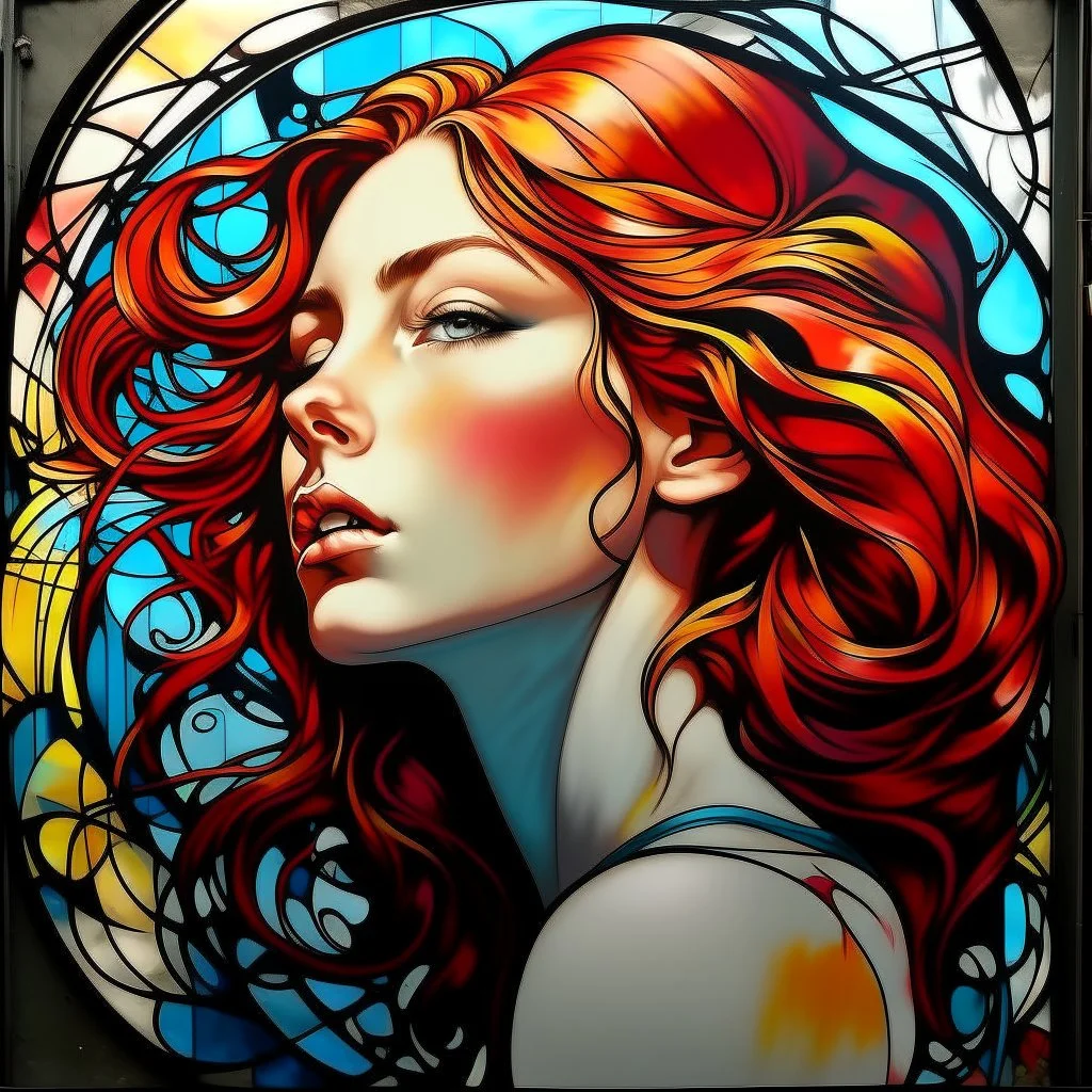Young woman. Graffiti Art.