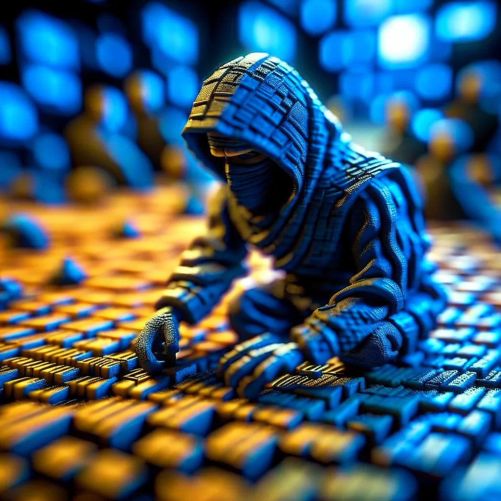 ninja showing regret after bad decision in isometric labyrinth, shot on Hasselblad h6d-400c, zeiss prime lens, bokeh like f/0.8, tilt-shift lens 8k, high detail, smooth render, down-light, unreal engine, prize winning