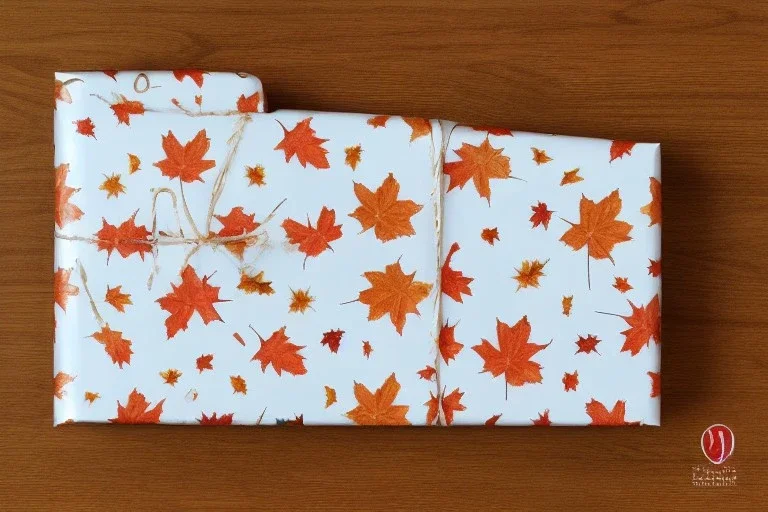 giftwrap pattern with watercolor of maple leaves, children's book illustration, white parchment paper, wrapping paper, white linen, in the style of e. h. shepard