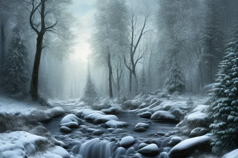 RIVER ROCK FOREST WINTER