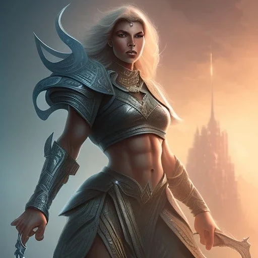 fantasy setting, giant woman, big muscles