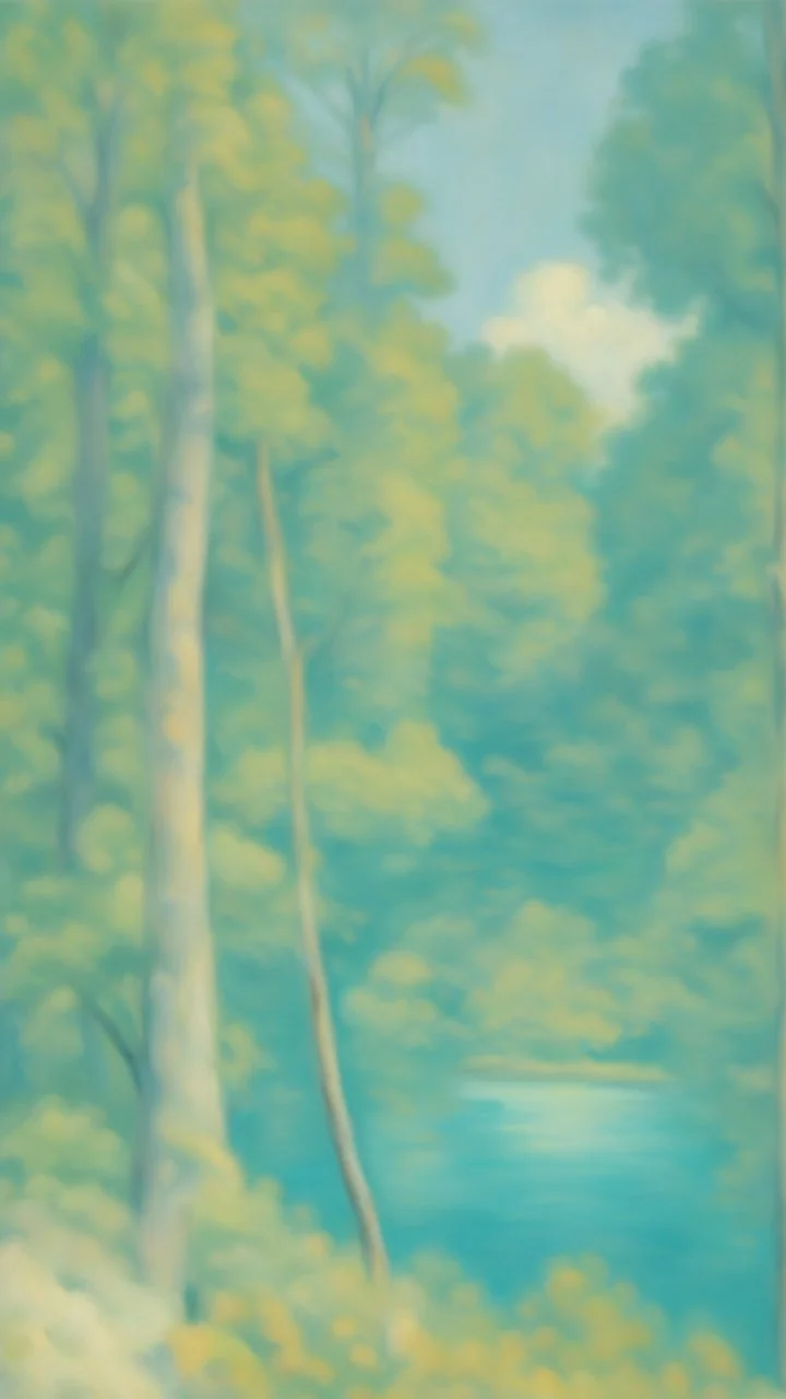 A turquoise jungle with a lake painted by Alfred Sisley