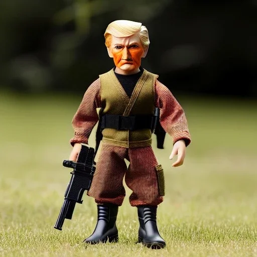 G.i. Joe toy camouflage olive doll Donald Trump orange face with boots full body in package high resolution 2019, in a box with gun