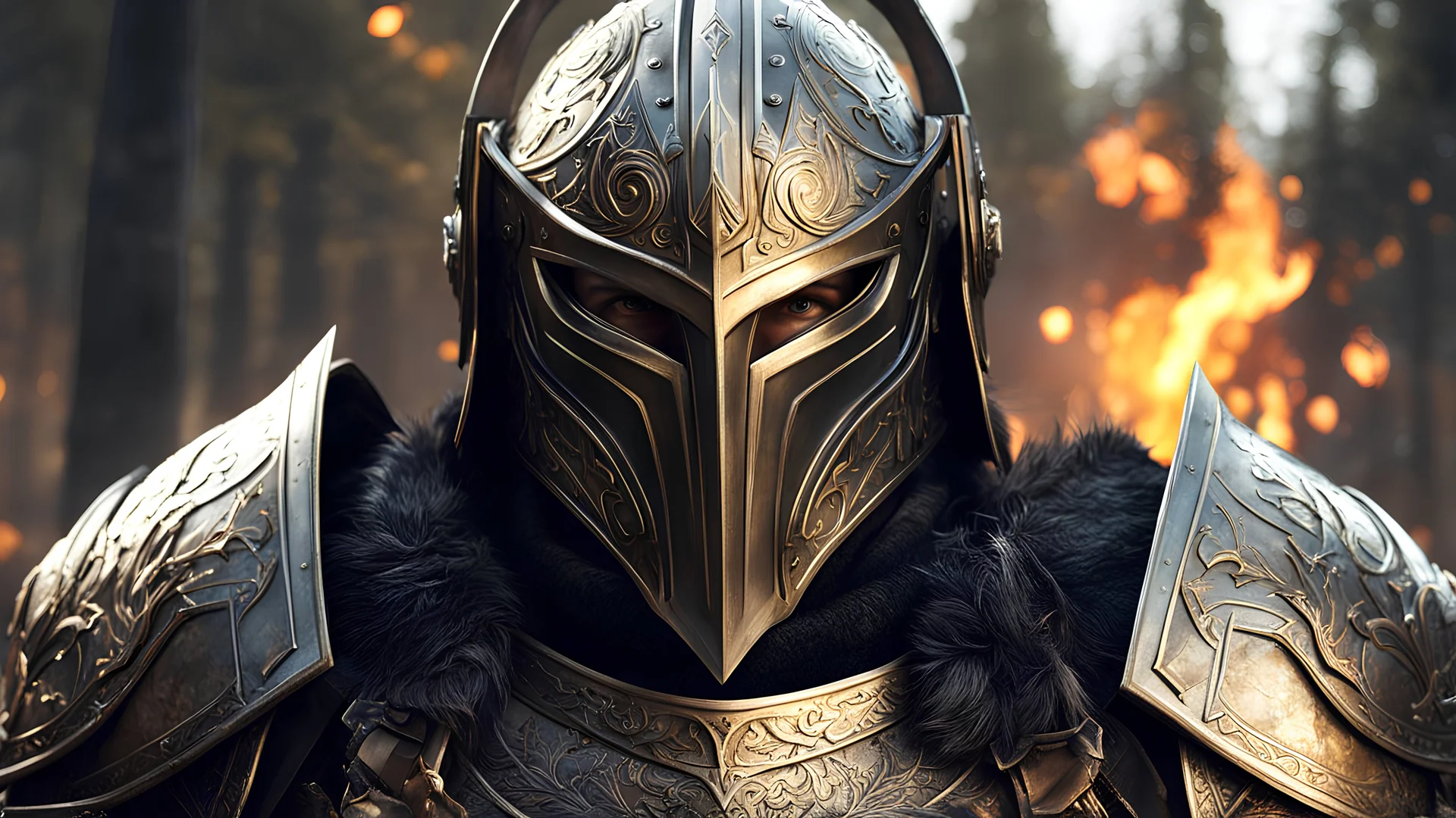 postapocalypse, warrior, Knight warrior helmet skyrim mask elder scrolls v nordic armor bethesda adam adamowicz illustration character design concept, unreal 5, daz, hyperrealistic, octane render, cosplay, rpg portrait, dynamic lighting, intricate detail, harvest fall vibrancy, cinematic volume inner glowing aura global illumination ray tracing hdr