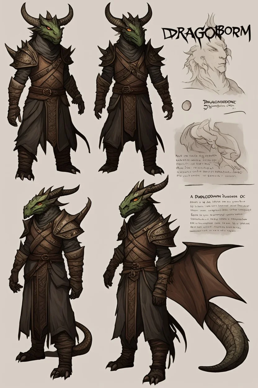 a dragonborn OC reference sheet