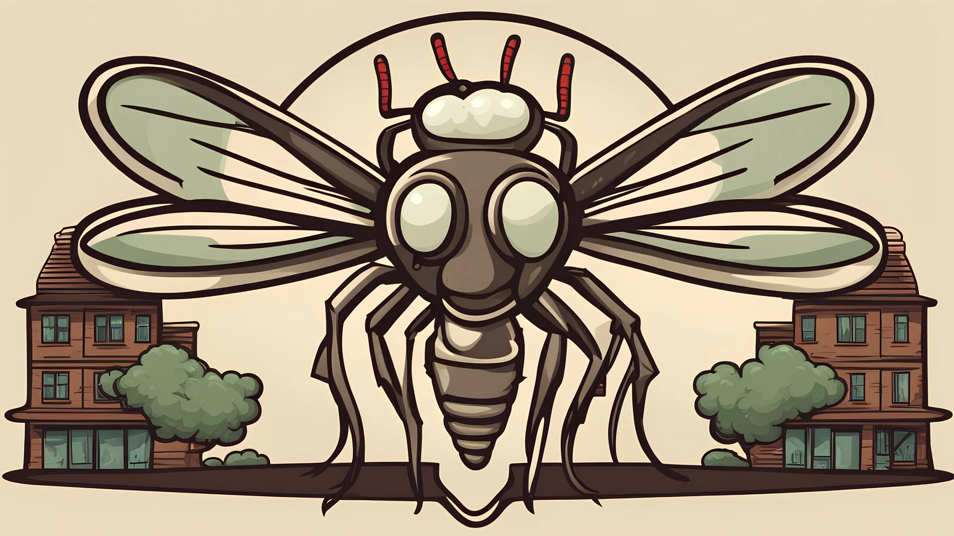 Cartoon oldschool mosquito logo