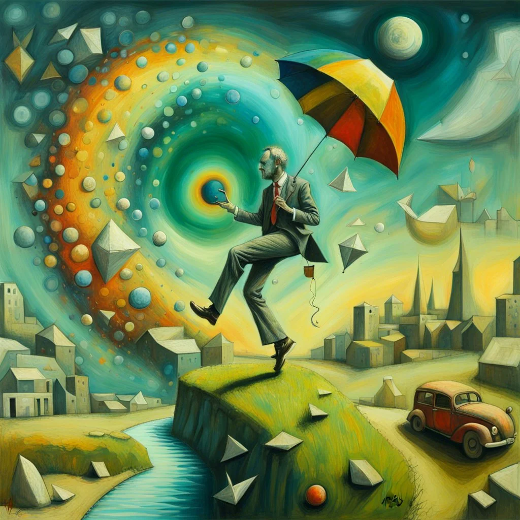 Create a surreal image that represents, in a creative way, the following concept: 'It's A Lucky Man Who's Happy With His Place In Life.' Surreal composition, in style by Richard Burlet and Esao Andrews Modifiers: fantasy very attractive beautiful imperial colors crisp quality colourful Jacek Yerka acrylic art pencil sketch Pop Art Paul Klee Banksy Pablo Picasso Esao Andrews Jan Vermeer abstract expressionism semolina pilchard dmt puff