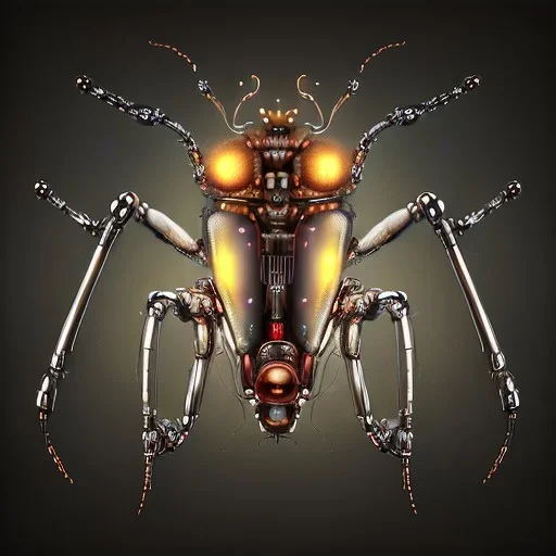 steampunk transparent cybernetic biomechanical robotic bug of death, symmetrical, front facing, very coherent symmetrical artwork, unreal engine realistic render, 8 k, micro detail, gold and steel intricate, elegant, highly detailed, digital painting, artstation, smooth, sharp focus, illustration, artgerm, tomasz alen kopera, wlop, unreal engine 5, octane render