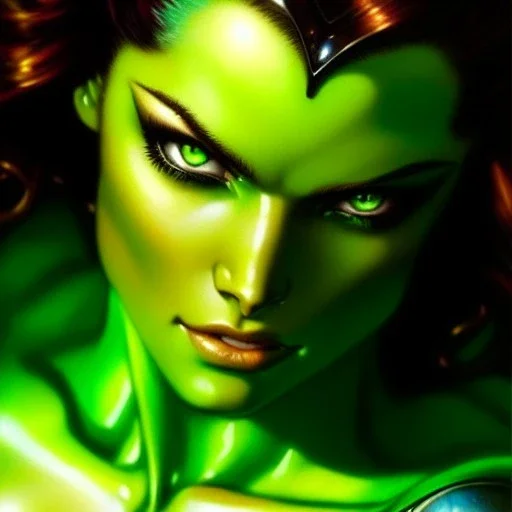 portrait 'beautiful Sexy Busty She-Hulk',crystal clear green eyes,painting by gaston bussiere, greg rutkowski, yoji shinkawa, yoshitaka amano, tsutomu nihei, donato giancola, tim hildebrandt, oil on canvas, cinematic composition, extreme detail,fit full head inside picture,32k