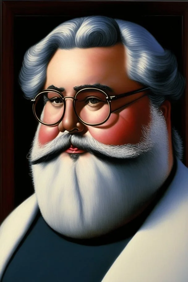 Pintura del pintor Fernando Botero de pie, con gafas redondas y barba blanca pequeña, bigote pequeño, cuerpo completo, arte de tinta, calidad ultra, 8k, cuerpo completo, barba pequeña