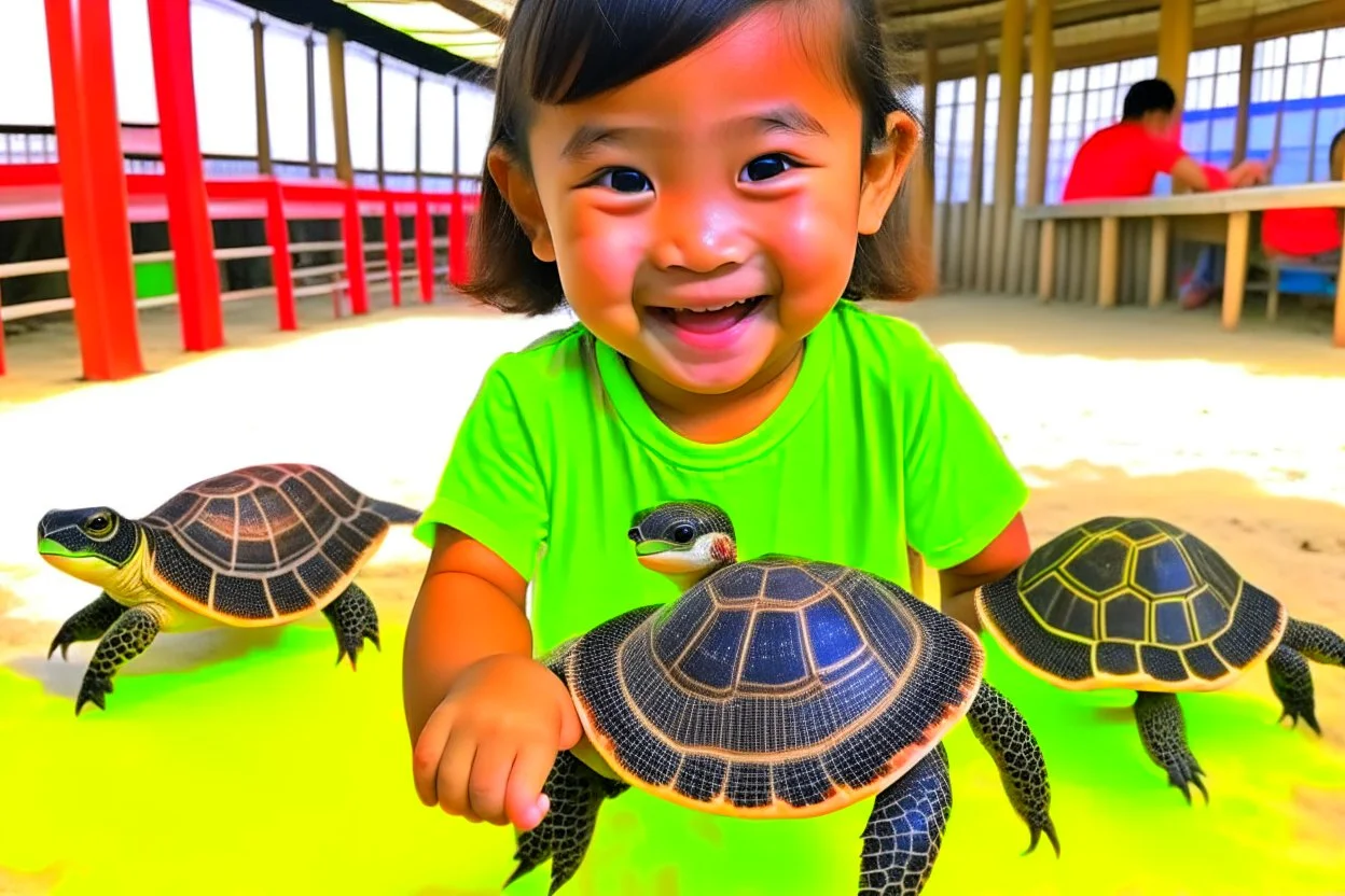 happy half human half sea turtles at summer camp