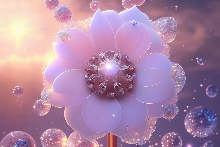 one big crystal subtle flower in a galactic ambiance of the sky, transparent petals, delicate colors, in the foreground, full of details, smooth, bright sunshine，soft light atmosphere, light effect，vaporwave colorful, concept art, smooth, extremely sharp detail, finely tuned detail, ultra high definition, 8 k, unreal engine 5, ultra sharp focus