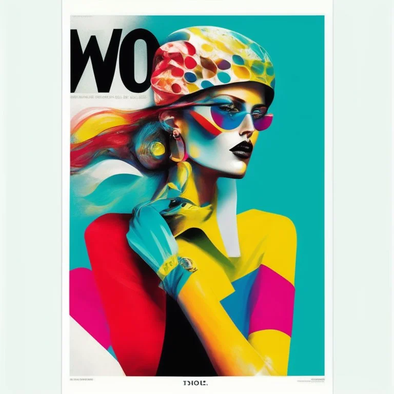 A vogue-like poster featuring a cyclist. No writing, no words. Colourful, fashion.