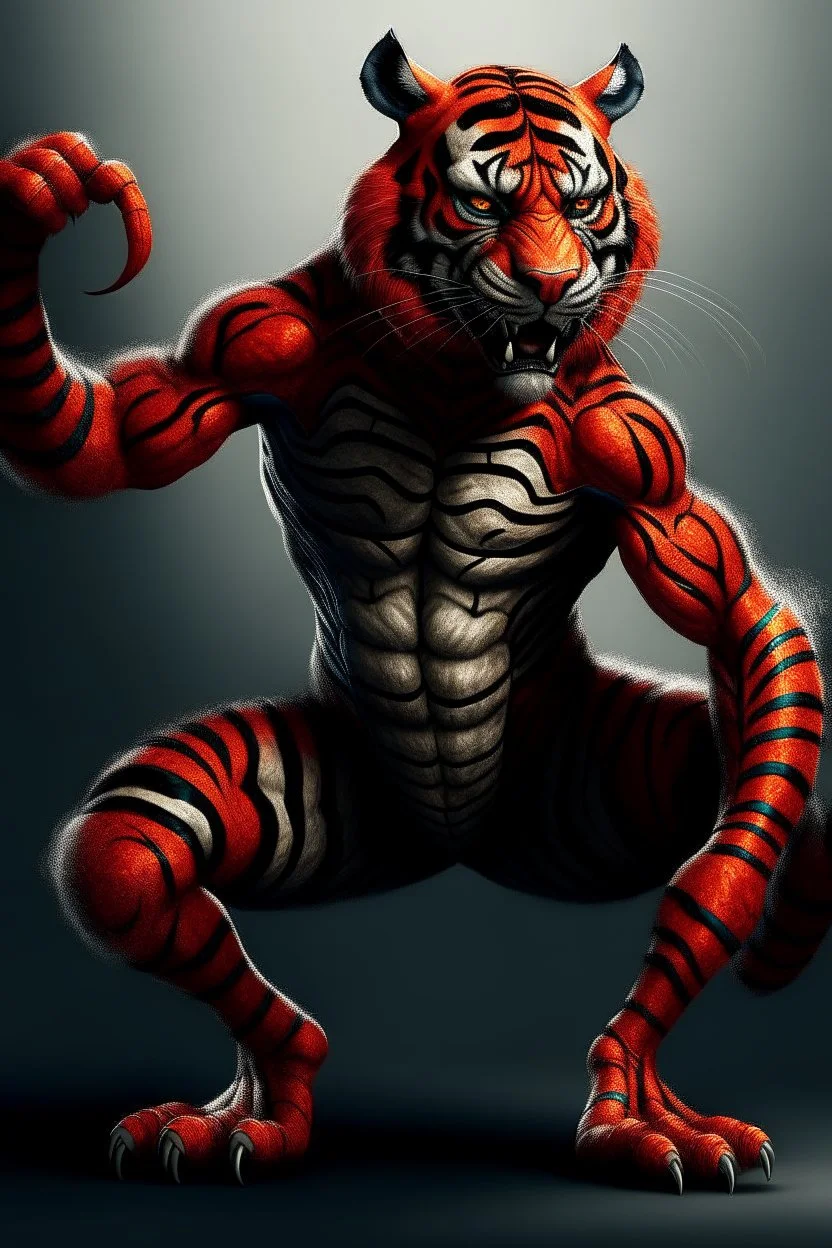 A picture of a tiger in the form of a spiderman, a professional, high JPEG image