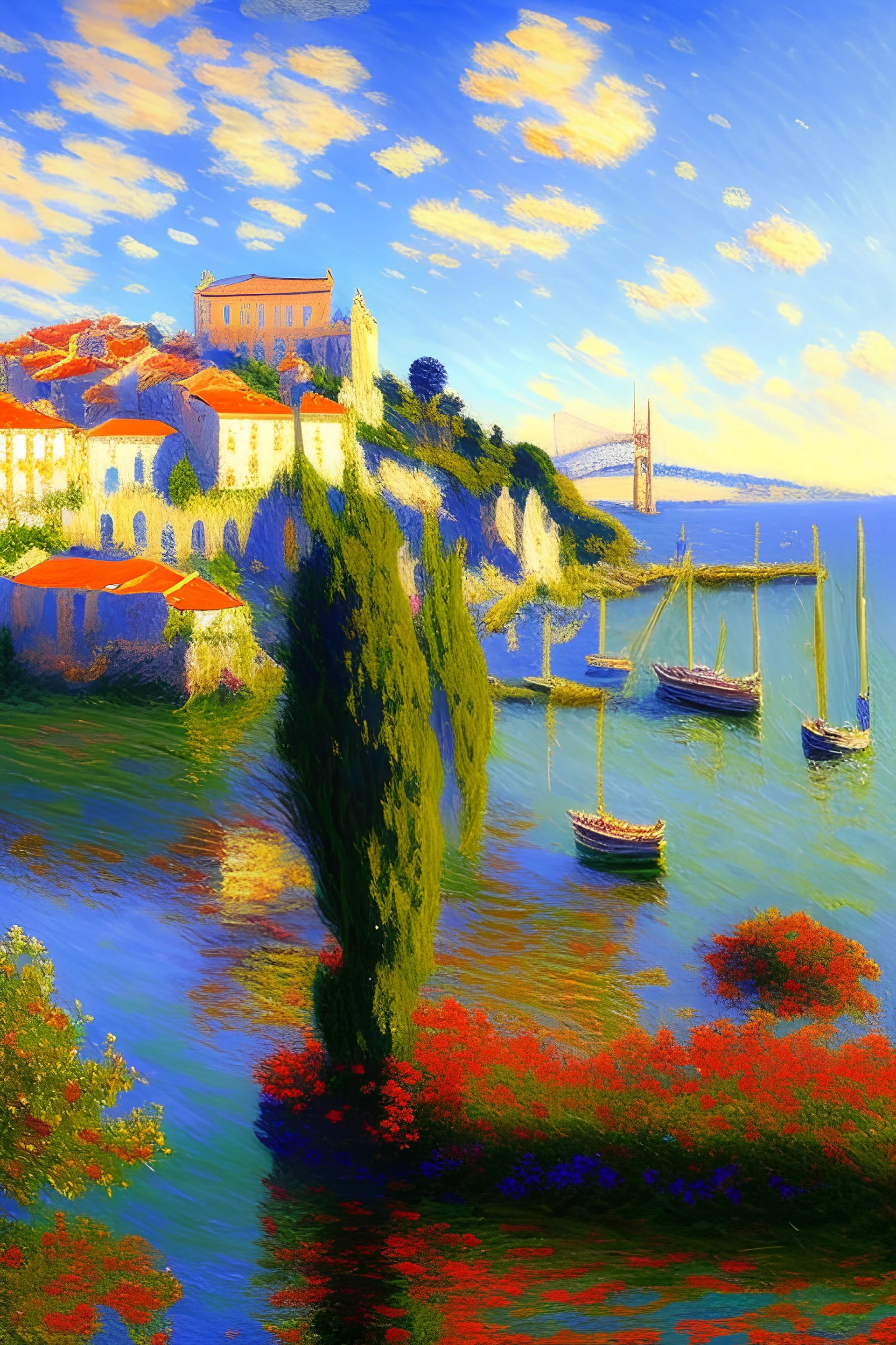 Claude Monet style painting of lisbon