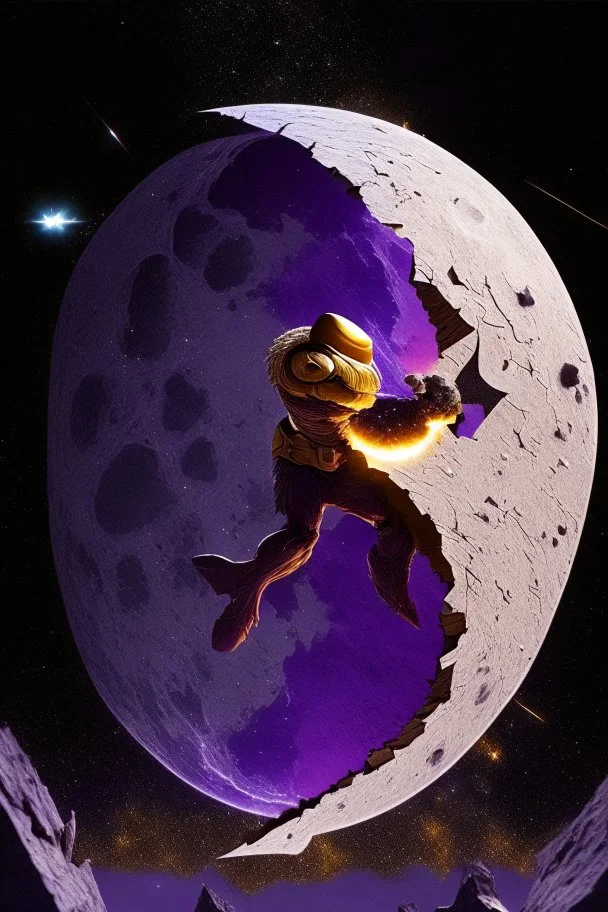 Mighty Thanos cutting the moon in half