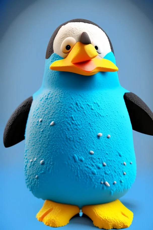 cheery penguin avatar full body in play-doh texture