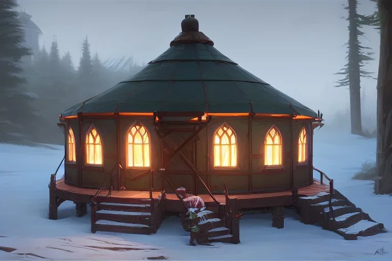 cottage yurt fantasy cozy dragon