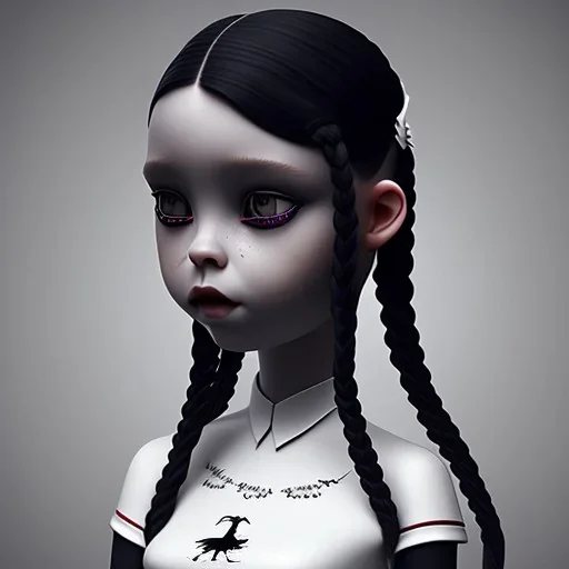 jenna ortega, wednesday addams hair style, wednesday make up, wednesday addams black dress, cinematic, wednesday style, hyper detail, 8k resulation