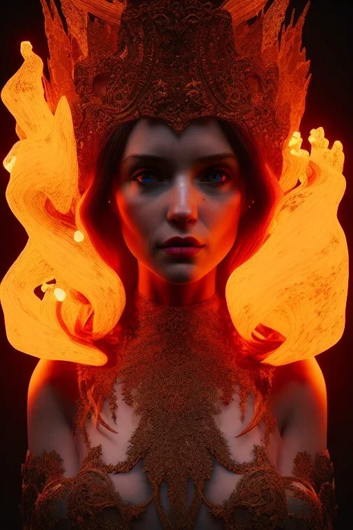 portrait of samantha prince set in fire, cinematic lighting, photorealistic, ornate, intricate, realistic, detailed, volumetric light and shadow, hyper HD, octane render, unreal engine insanely detailed and intricate, hypermaximalist, elegant, ornate, hyper-realistic, super detailed --v 4