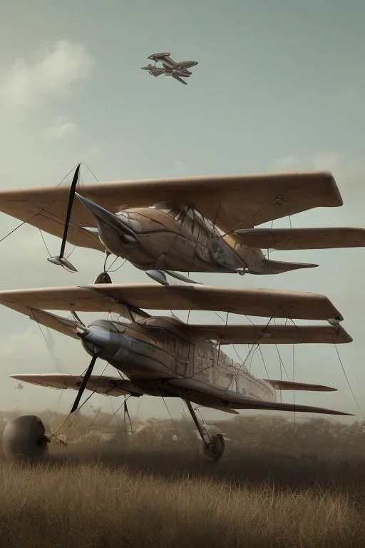 Plane, steampunk, hyper realistic