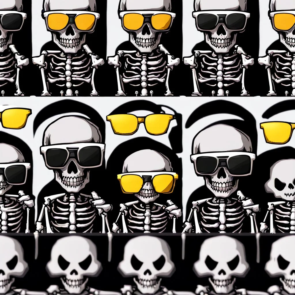 skeleton whit cool sunglasses, GG emotes, sprite sheet