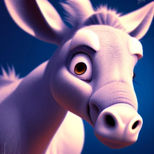 cute donkey with blue eyes,by pixar