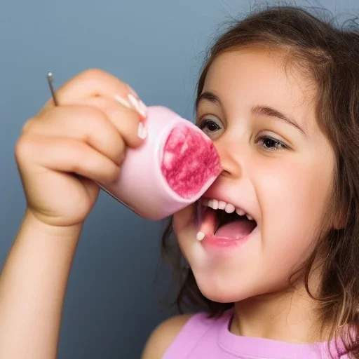 A girl eating a milkshake