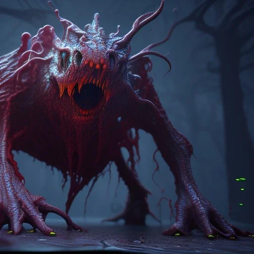 Terrifying fluid ink creature, unreal engine 5, 8k resolution, photorealistic, ultra detailed