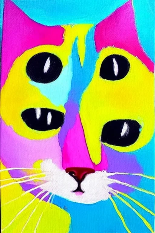 painting, bright colors, cat, happy