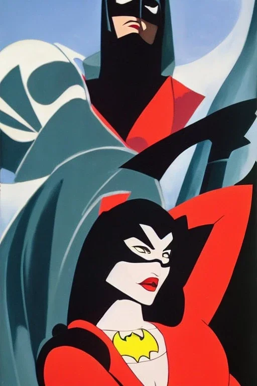 Full body portrait, painting, medium shot lady style of Batman: The Animated Series