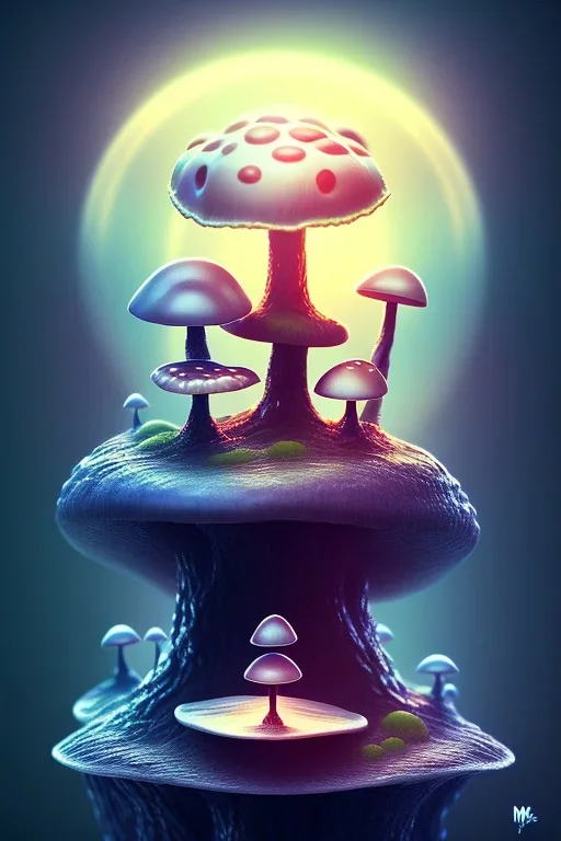 mushroom like people meditating, universe, symmetry,