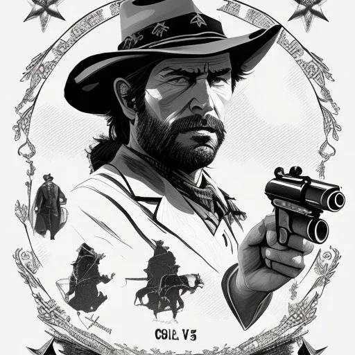 Cattleman revolver, Colt.45 character as a red dead redemption game character.