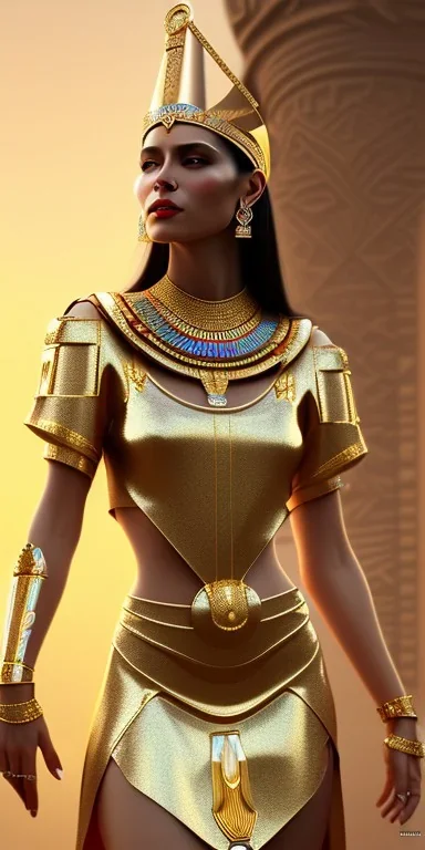 Beautiful pharaonic queen, pharaonic dress, clear features, too many details, 4k, 8k, portrait, 3d, fantasy, realistic, cinematic