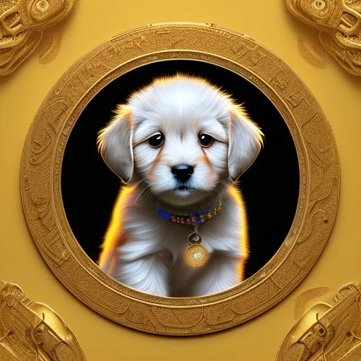 3d cute puppies, beautiful rich, detailed yin and yang symbol, shiny, intricate, gorgeous, ultrafine detail, hyperrealism, trending , sharp focus, intricate details, highly detailed, glowing, glitter, complementary colours