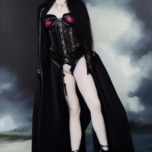 Full body portrait, painting, medium shot lady WannabeGoths