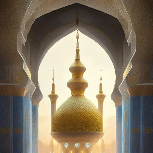 A magic door opening to a Giant mosque , high quality, high details , hd, hyper realistic, magic style ,