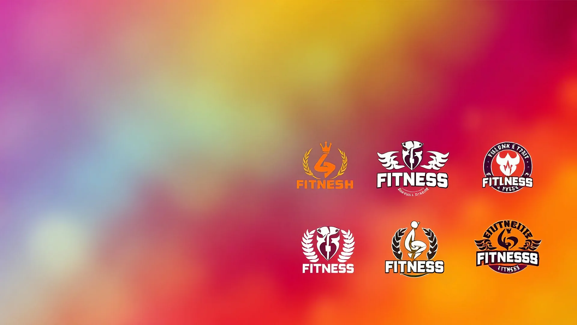 A background design suitable for a fitness club with an amazing color theme and several fitness logos in the image.