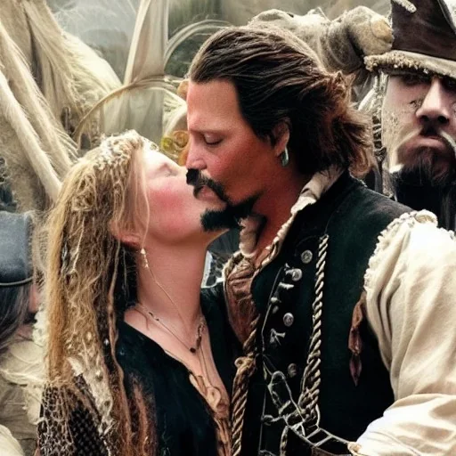 Johnny Depp kissing blackbeard