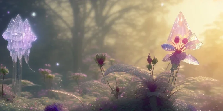 crystal subtle flower in a galactic ambiance beautiful fairy, transparent, delicate colors, in the foreground, full of details, smooth，soft light atmosphere, light effect，vaporwave colorful, concept art, smooth, extremely sharp detail, finely tuned detail, ultra high definition, 8 k, unreal engine 5, ultra sharp focus