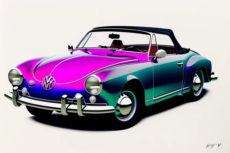 a true-to-life volkswagen karmann ghia cabrio, centered, intricate, extreme detailed, photorealism, center view, city background, pivot on volkswagen, pen and color marker painting by cheryl kelley