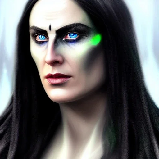 ultra detailed fullbody portrait of Hela Odinsdottir, extremely detailed digital painting, intrincate, extremely detailed face,crystal clear Big Glowing eyes, mystical colors , perfectly centered image, perfect composition, rim light, beautiful lighting, 8k, stunning scene, raytracing, in the style of robert e howard and pablo oliveira and Ken Kelley