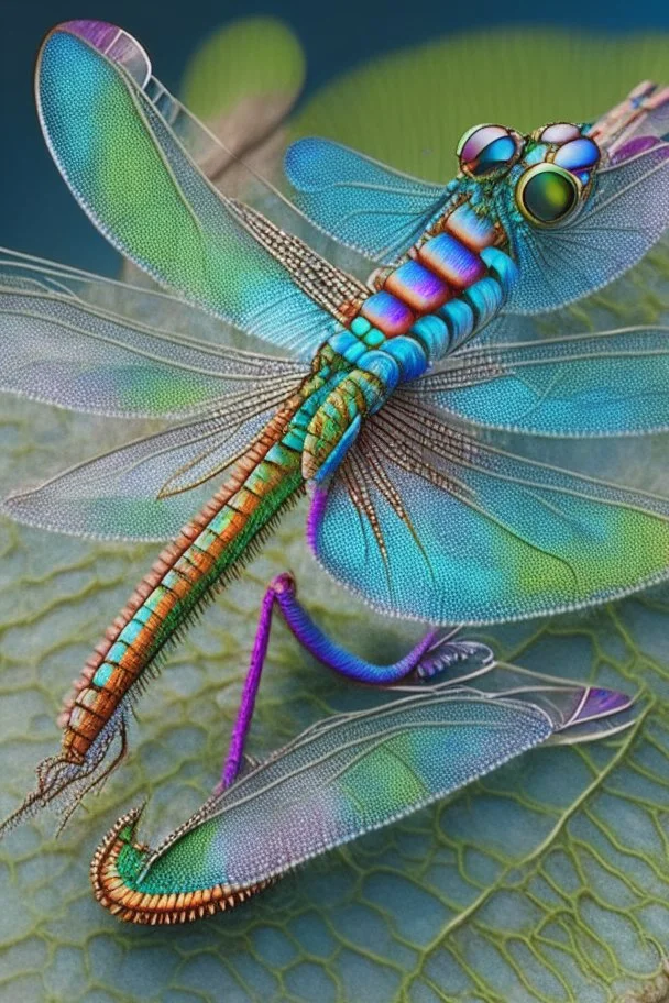 dragonfly, detailed, realistic, cute, vivid colors